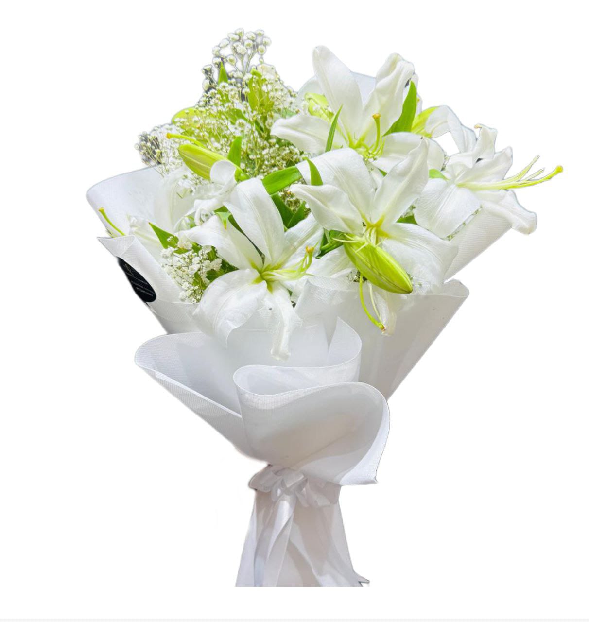 “Pure White Lily Bouquet”