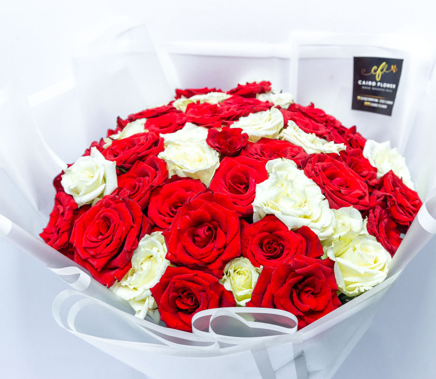 Pure Devotion Bouquet – Red & White Rose Harmony