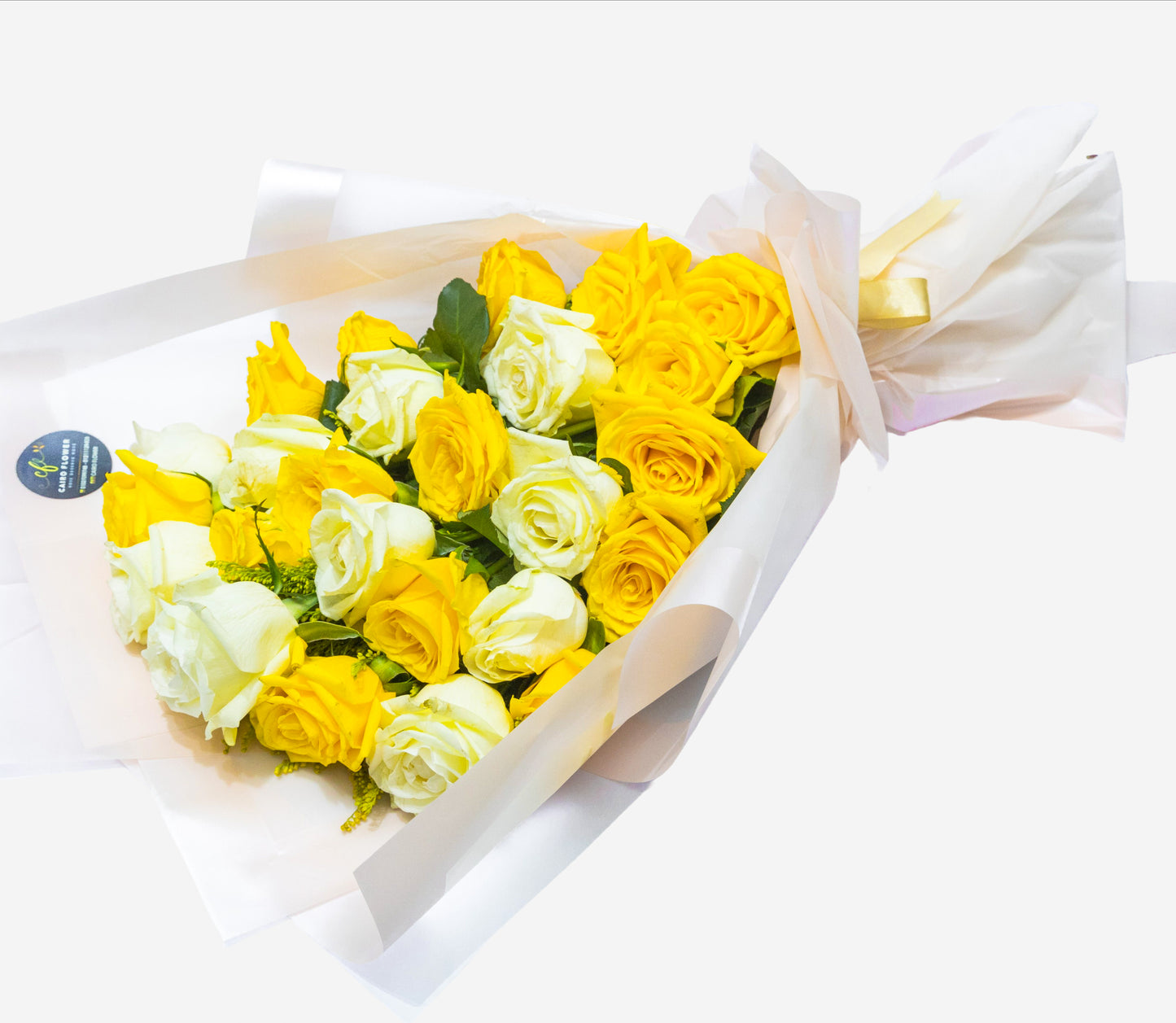 Golden Glow โ Yellow & White Rose Bouquet