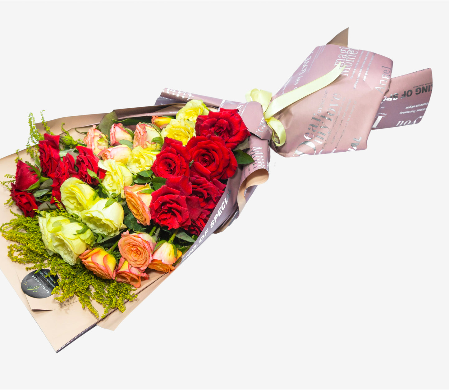 Sunset Symphony โ Mixed Roses Bouquet