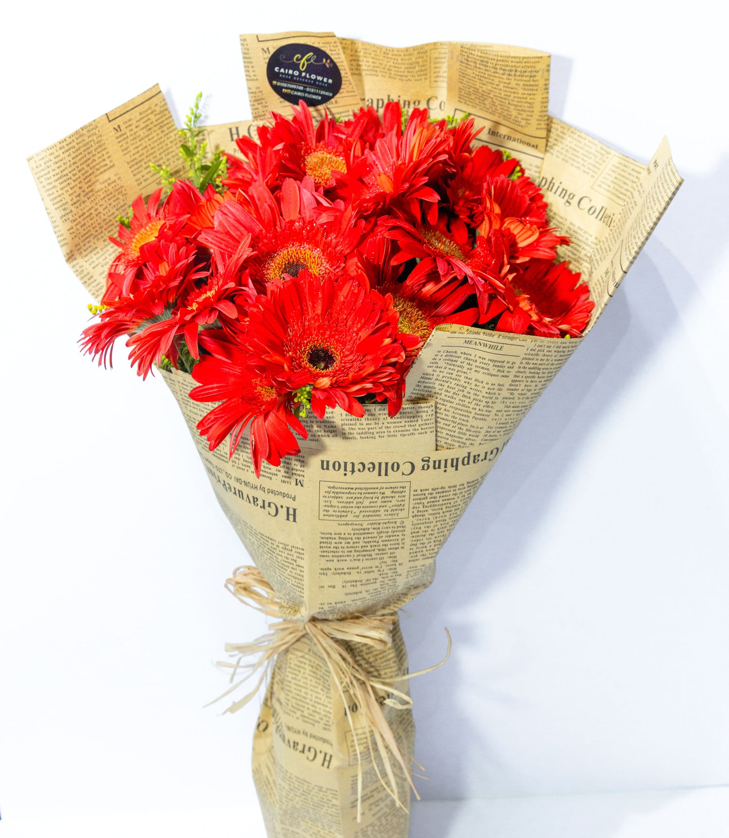 Vintage Charm – Red Gerbera Bouquet