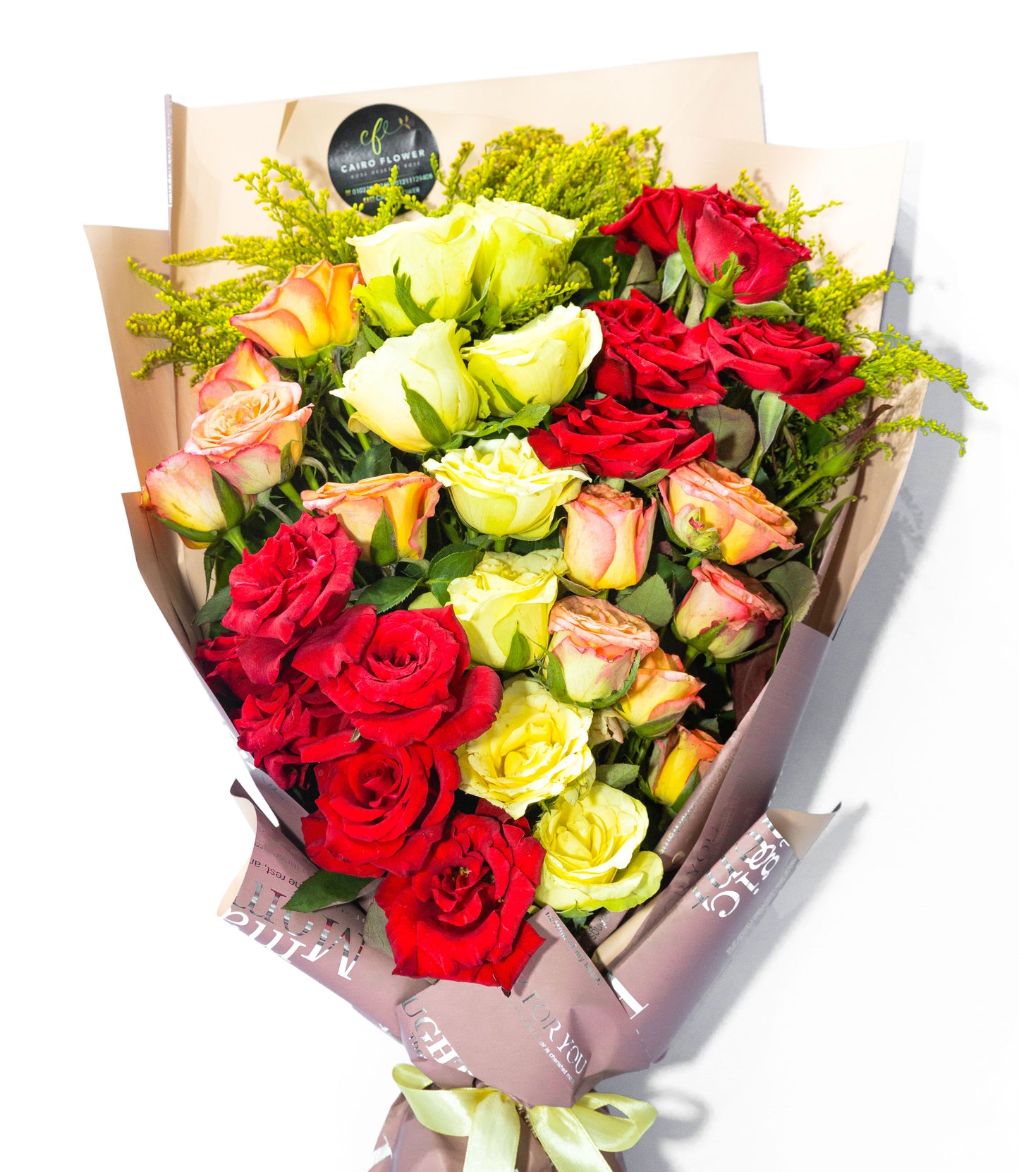 Sunset Symphony โ Mixed Roses Bouquet