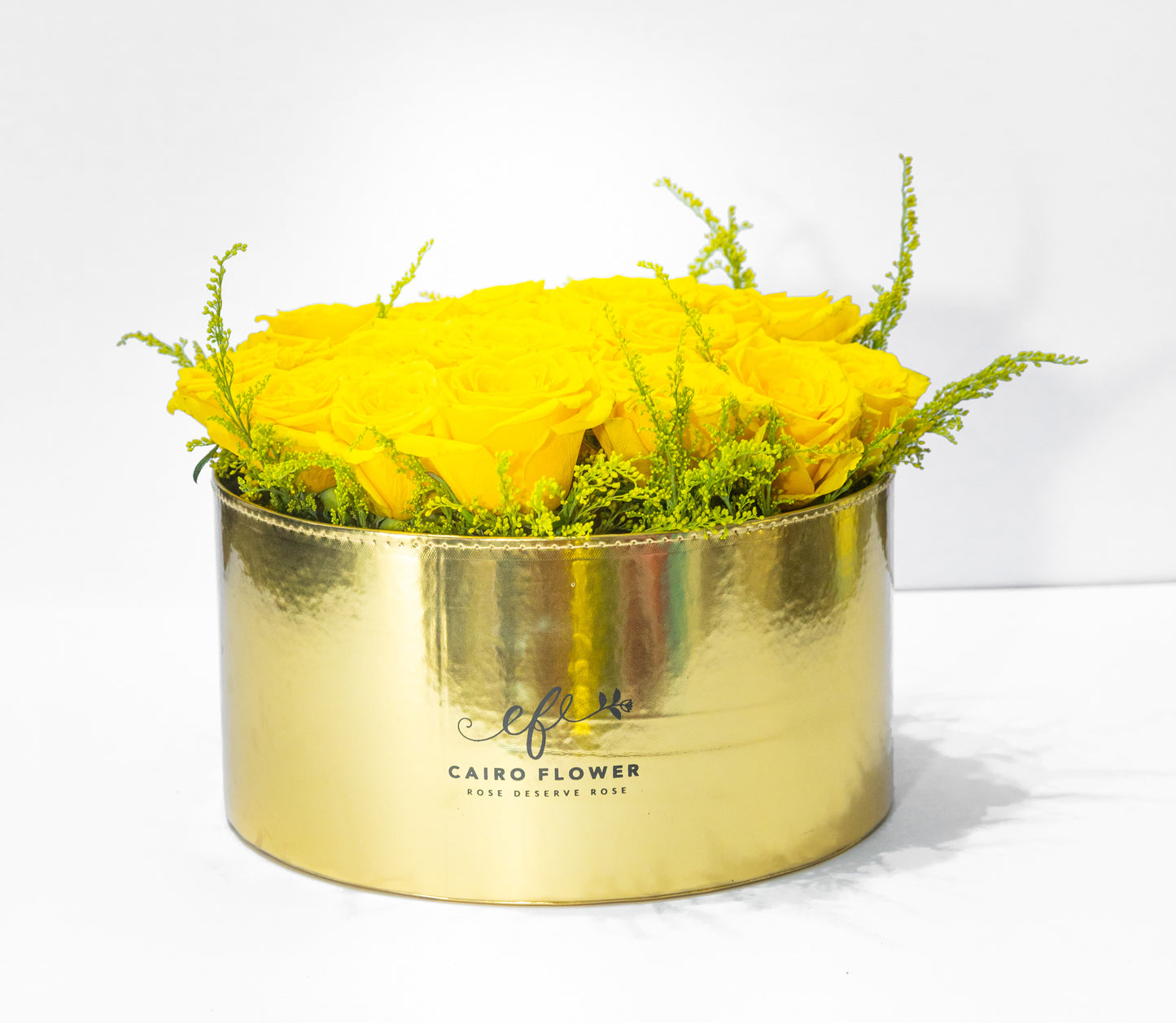 Golden Glow β Yellow Roses in a Luxe Gold Box