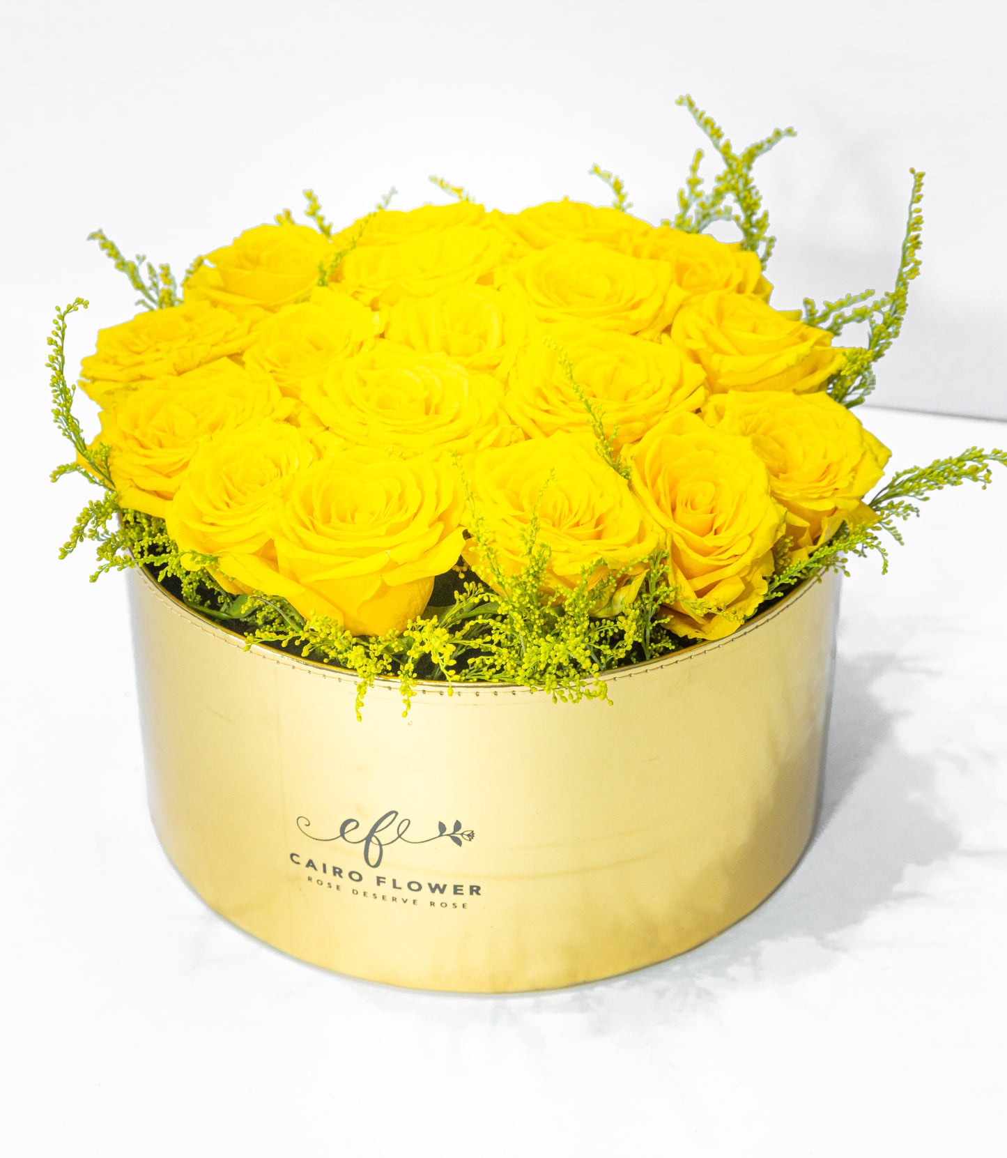 Golden Glow β Yellow Roses in a Luxe Gold Box