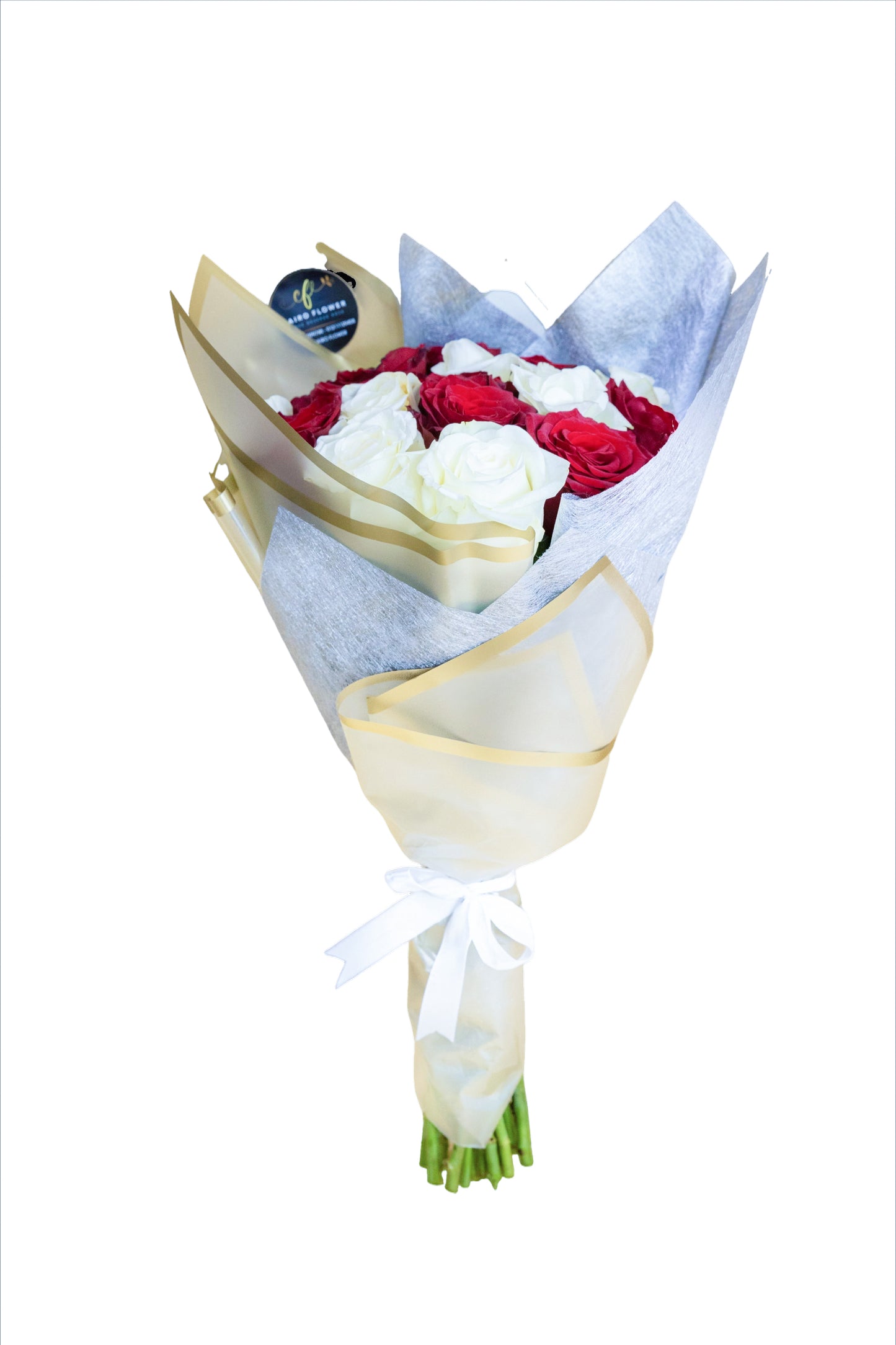 Classic Love – Red & White Rose Hand Bouquet