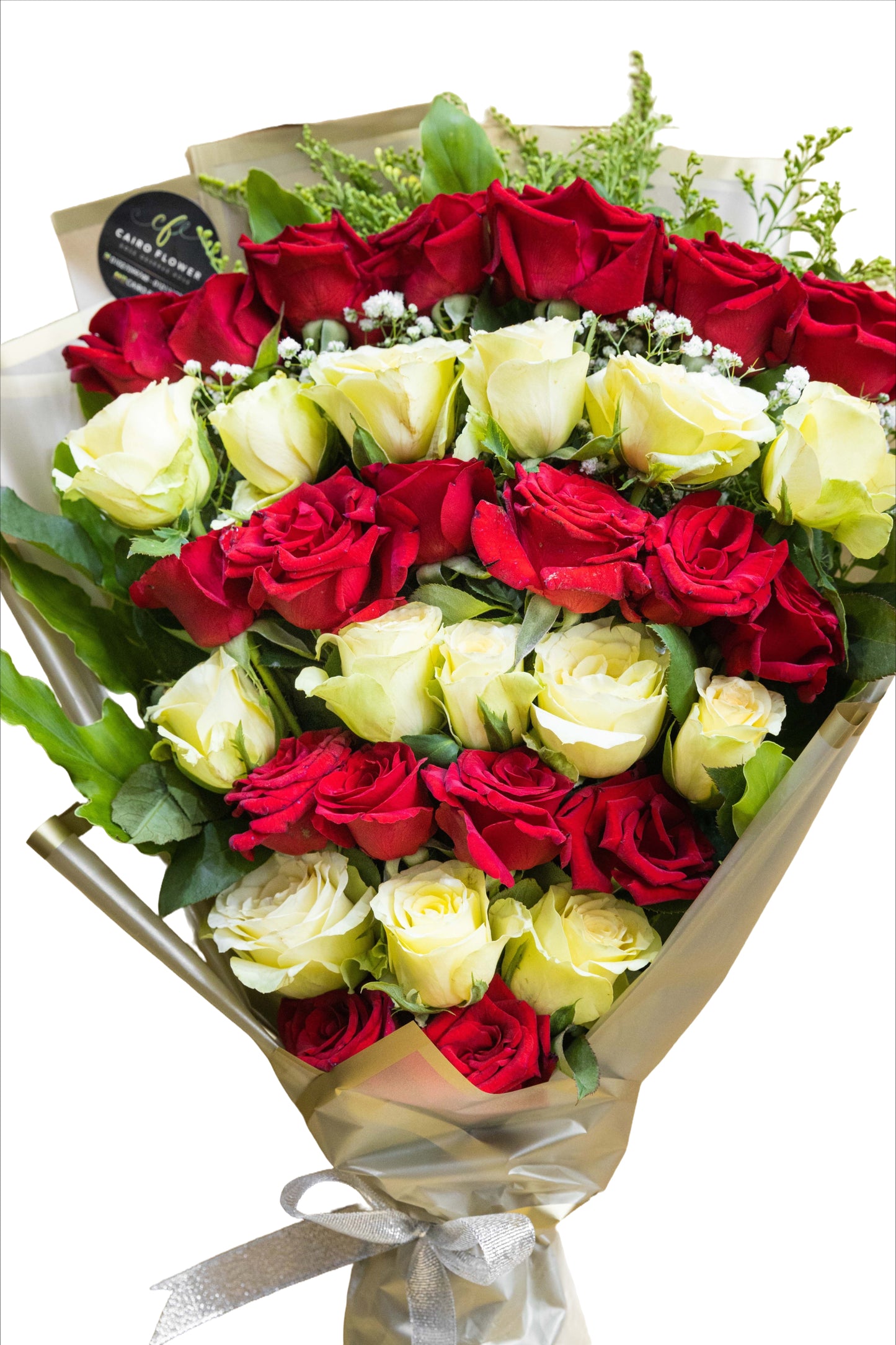 Timeless Elegance – Red & White Rose Bouquet