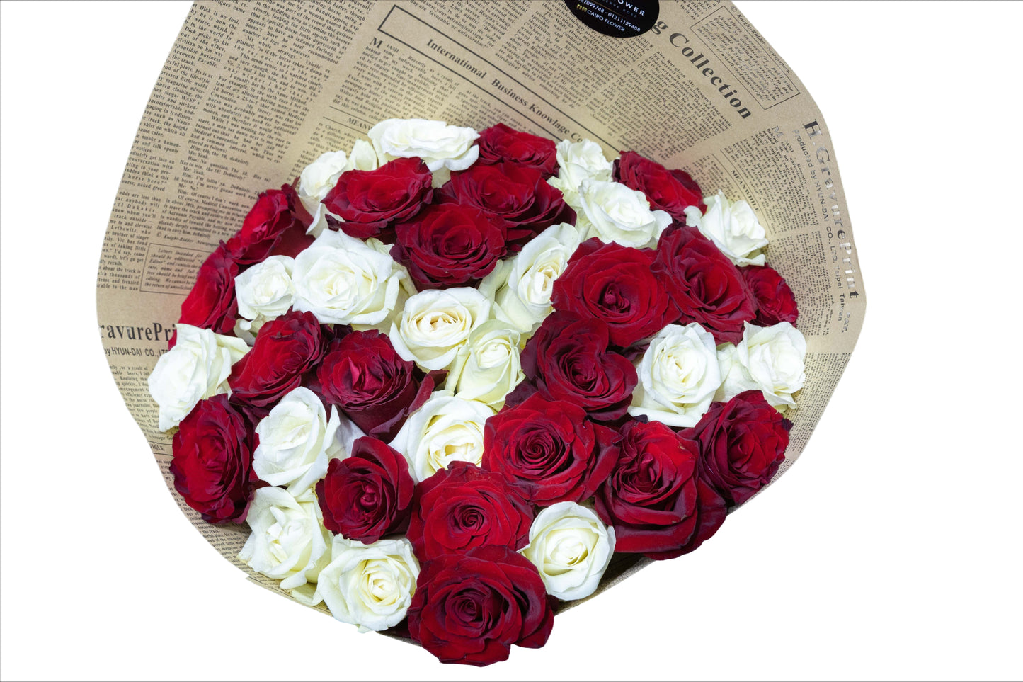 Timeless Love – Vintage Wrapped Red & White Rose Bouquet