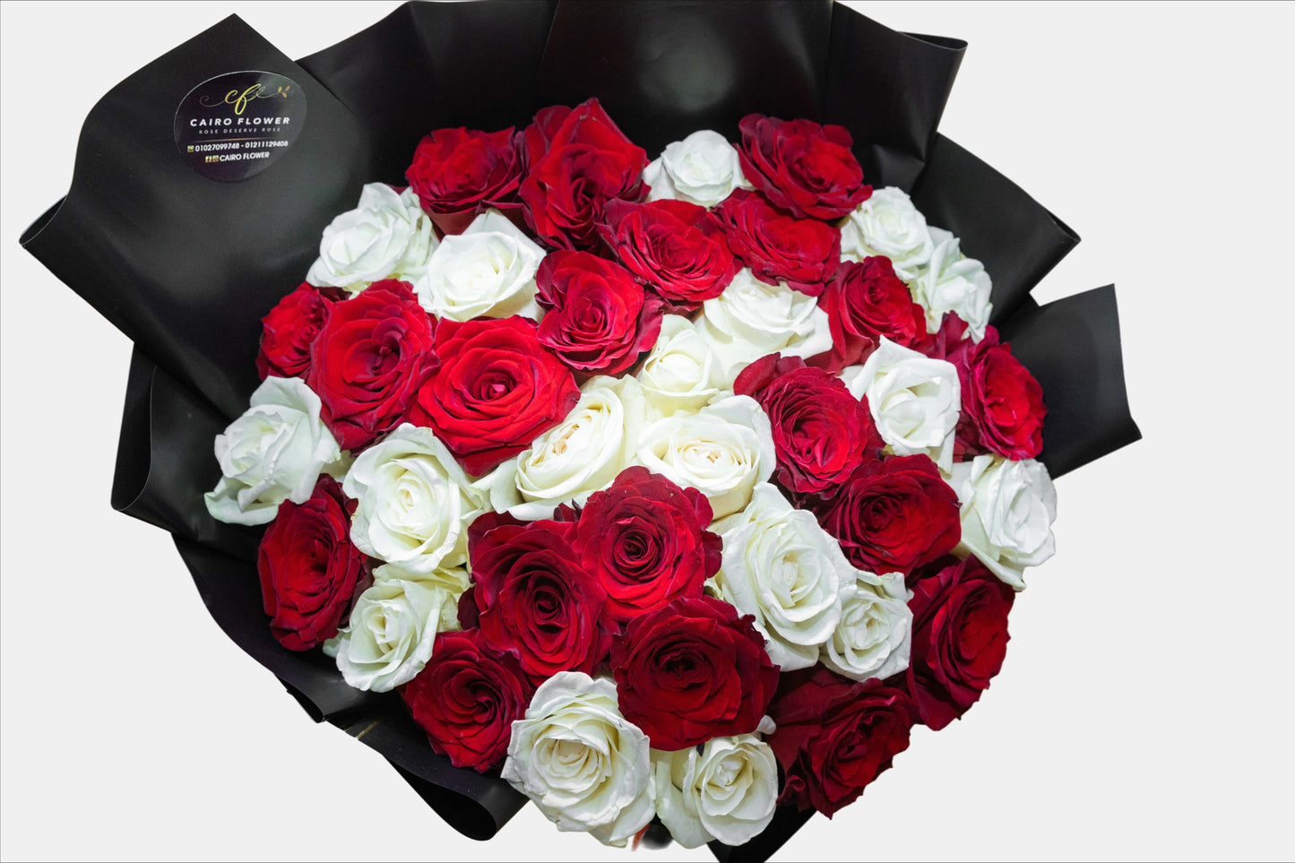 Classic Romance Red & White Rose Bouquet