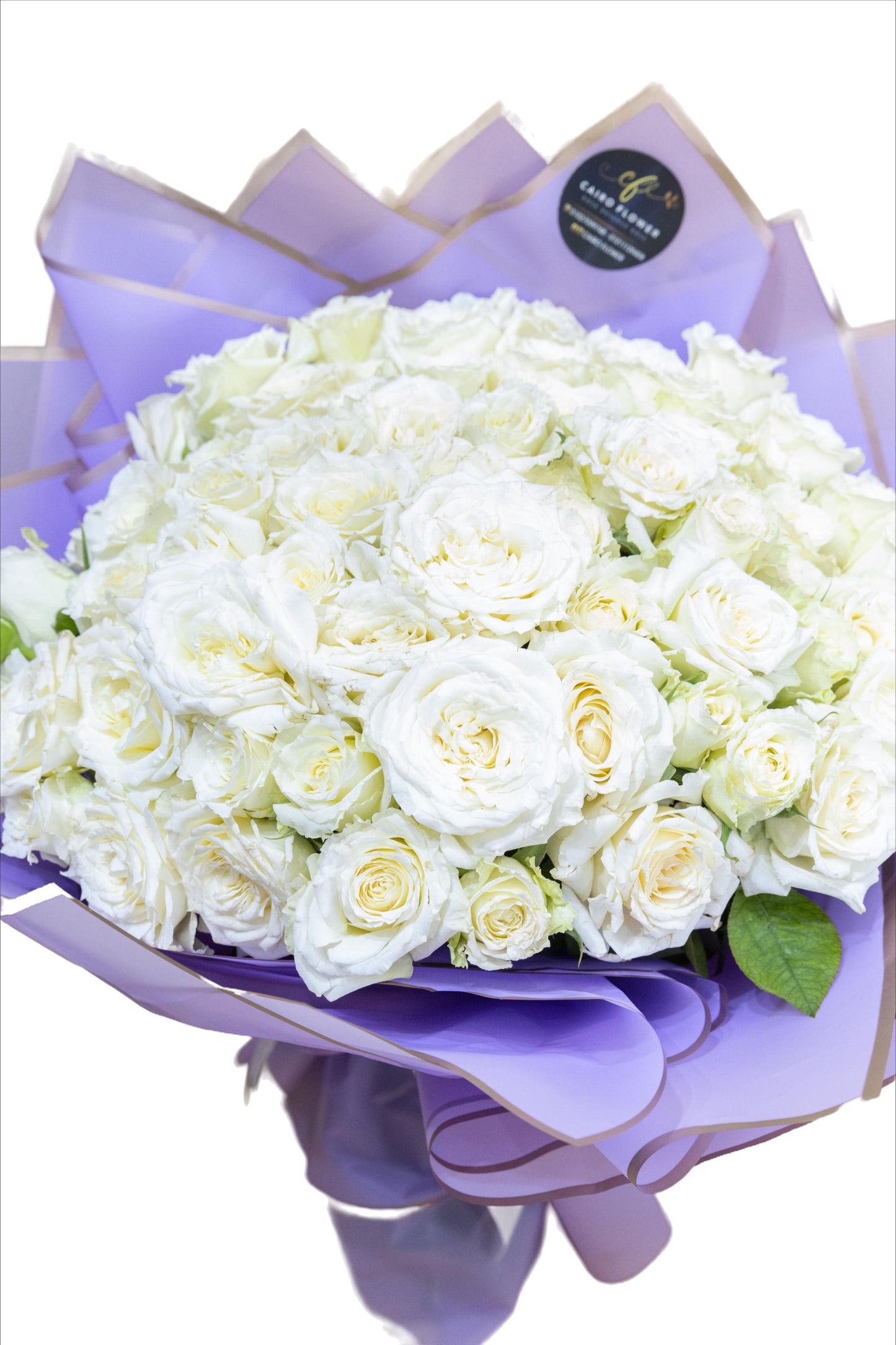 Lavender Elegance White Rose Bouquet