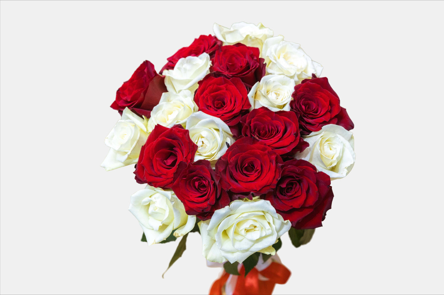 Classic Romance – Red & White Roses in a Glass Vase