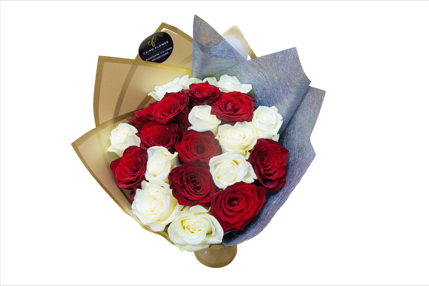 Classic Love – Red & White Rose Hand Bouquet