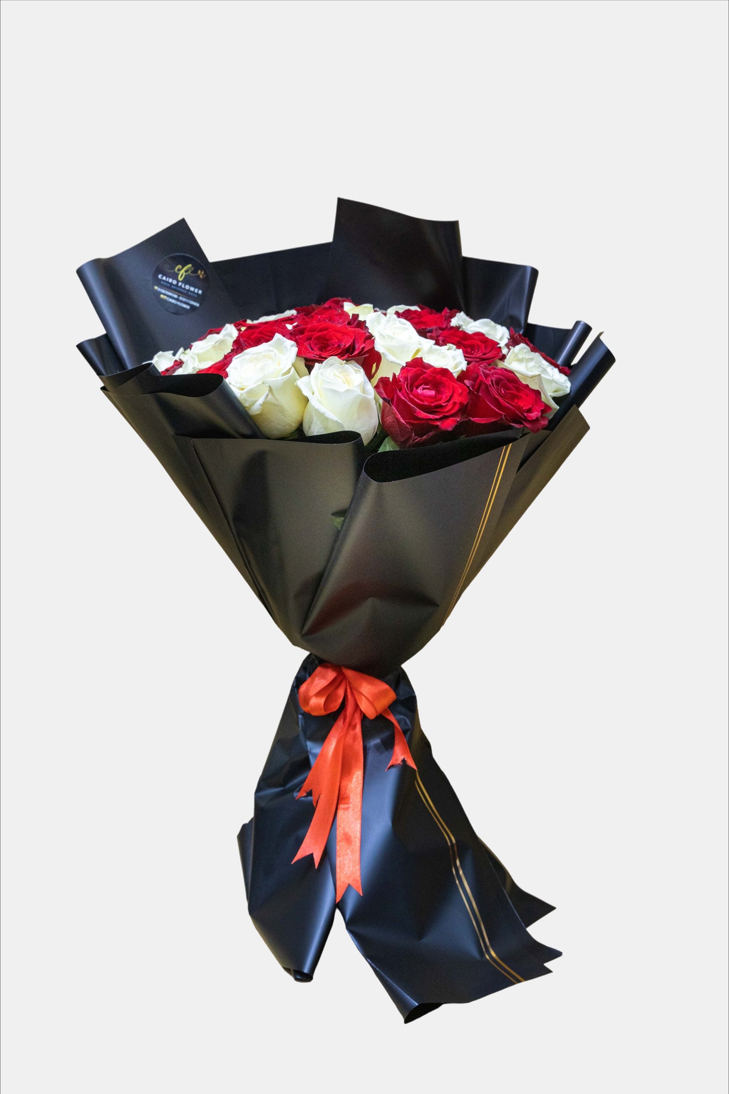 Classic Romance Red & White Rose Bouquet
