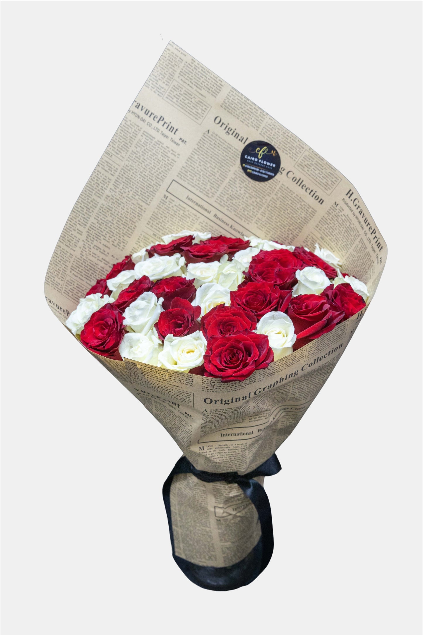 Timeless Love – Vintage Wrapped Red & White Rose Bouquet
