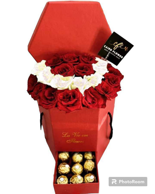Luxury Flower & Chocolate Gift Box – With Drawer