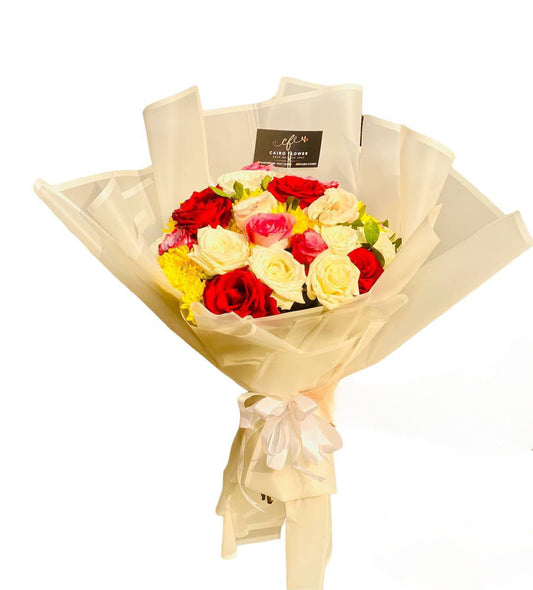 White Bouquet with Red & Pink Touches