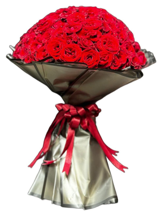 "Crimson Desire: A Timeless Red Rose Bouquet"