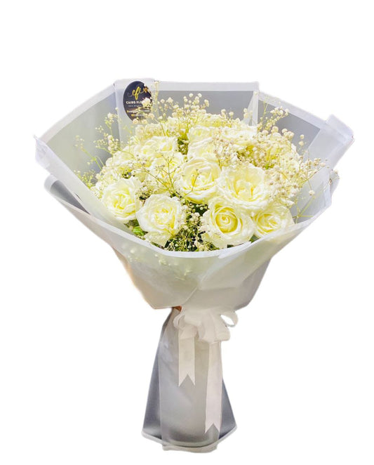 “Simple White Bouquet with Baby’s Breath”