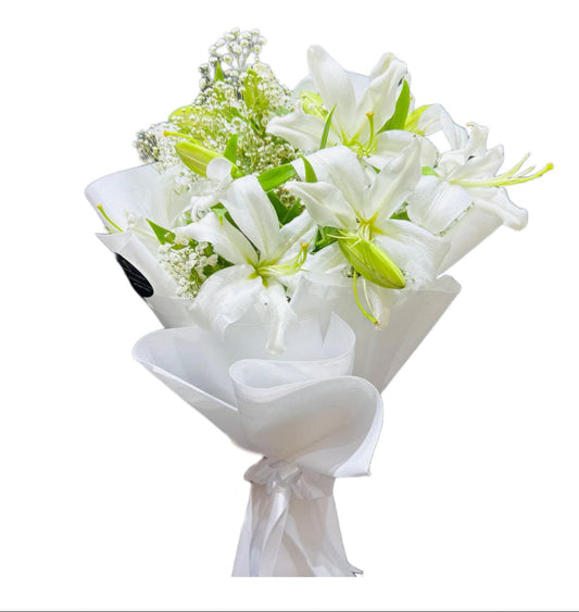 “Pure White Lily Bouquet”