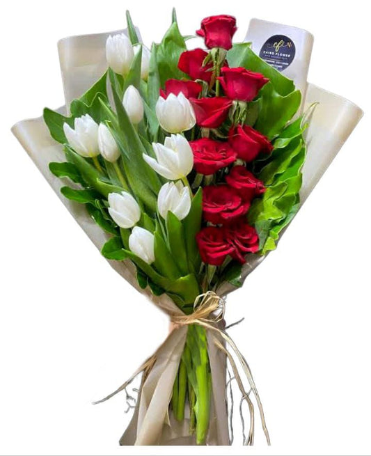 Elegance of Tulips & Red Roses