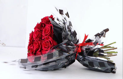 “Romantic 30 Imported Red Roses Bouquet with Exposed Stems”
