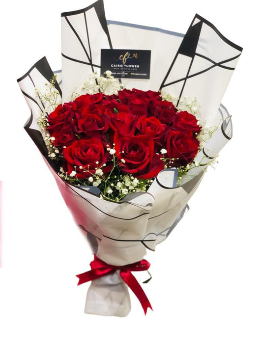 Medium Red Rose Bouquet with Baby’s Breath