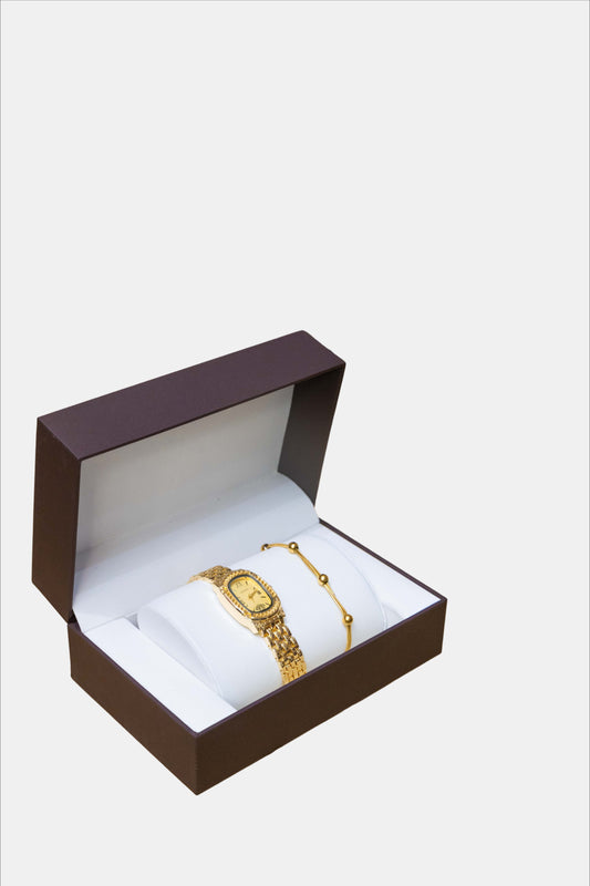 Golden Grace – Ladies Watch & Bracelet Set
