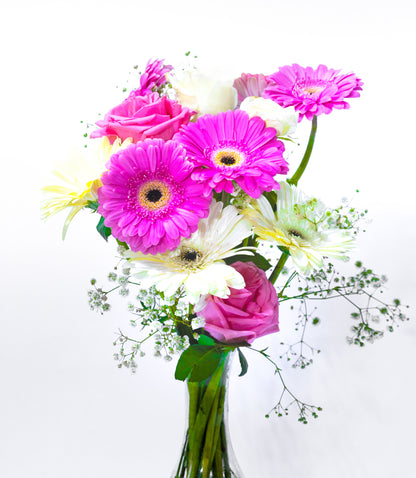 Bloom Elegance – Mixed Gerbera & Rose Vase