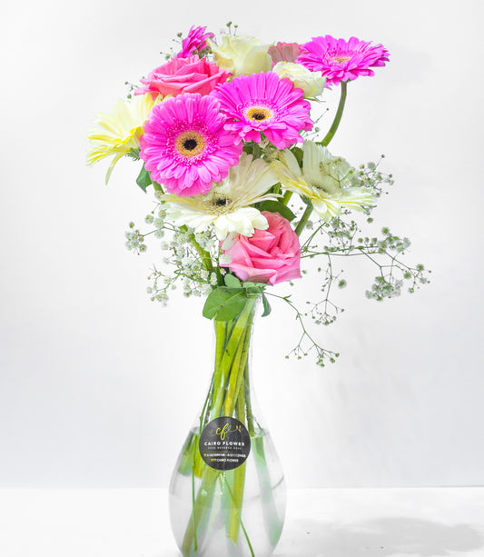 Bloom Elegance – Mixed Gerbera & Rose Vase