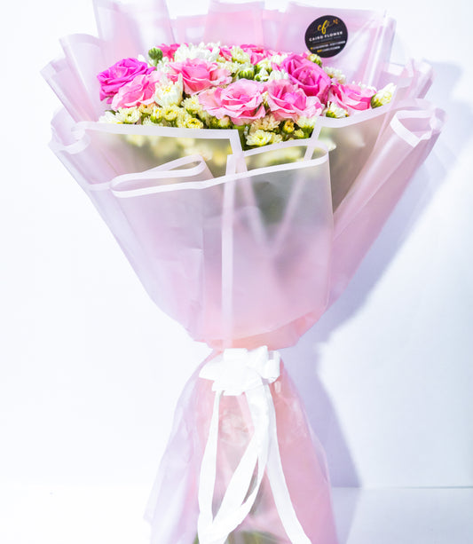 Blush Blossom Bouquet – Pink Elegance & Fresh Whites