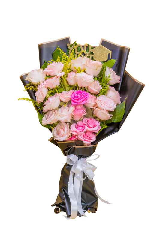 Graduation Bloom – Pink Rose Bouquet