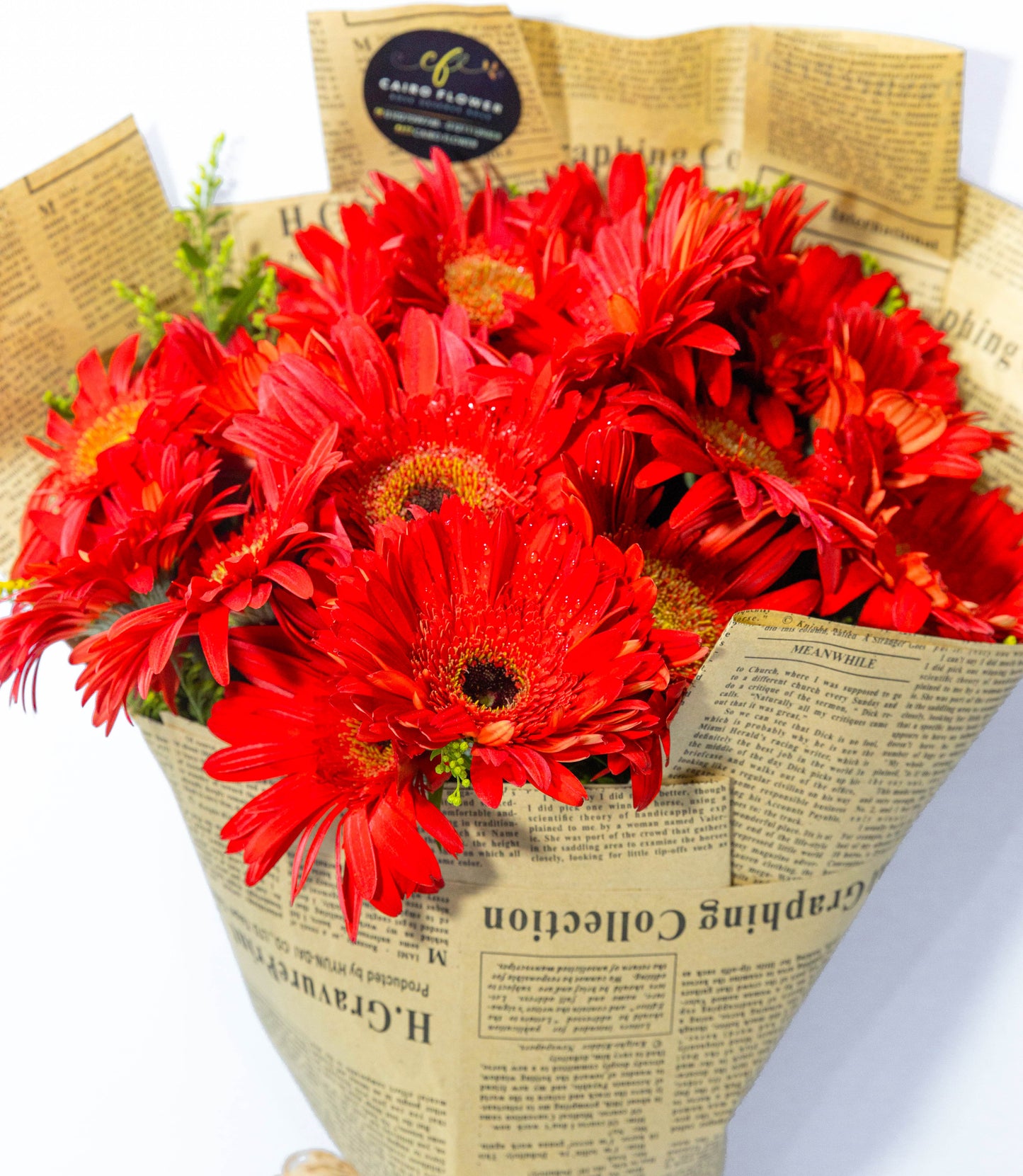 Vintage Charm – Red Gerbera Bouquet