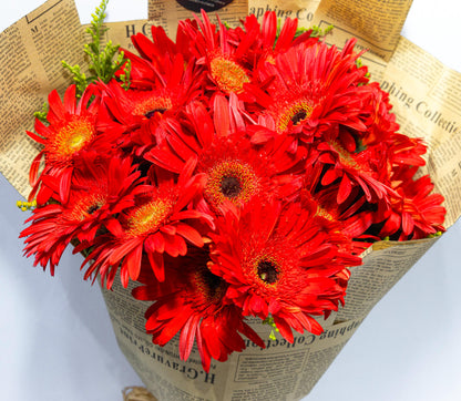 Vintage Charm – Red Gerbera Bouquet