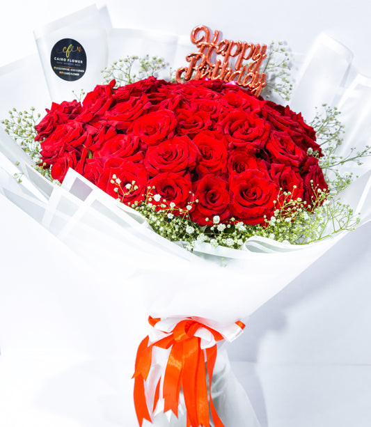 Birthday Love – Red Rose Celebration Bouquet