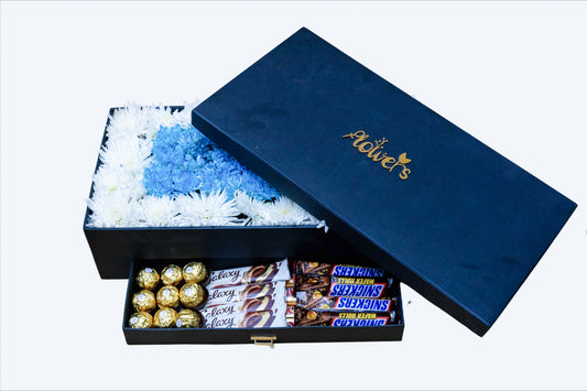Royal Blue Bloom & Chocolate Delight Box