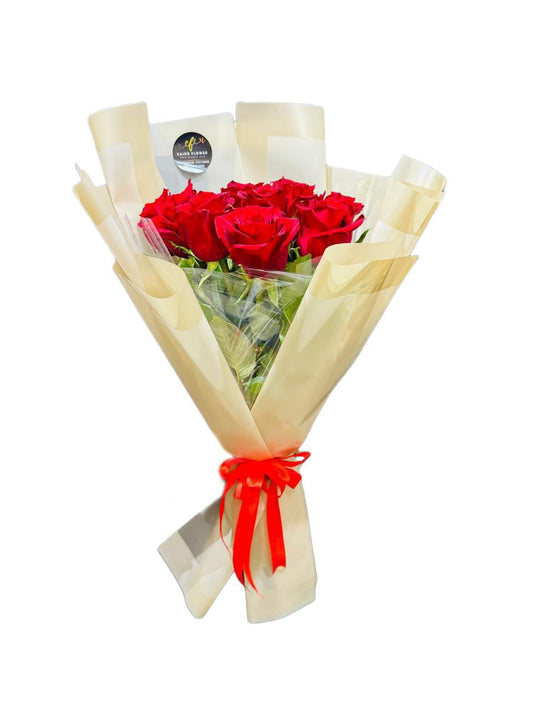 “Small Imported Red Rose Bouquet with Exposed Stems”